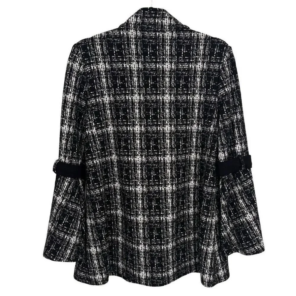 Pure Essence Full Zip‎ Tweed Jacket Coat Black/White Size Medium